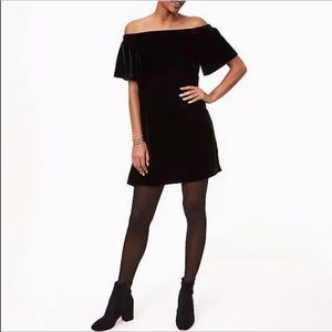 The Loft Black Velvet off shoulder Dress